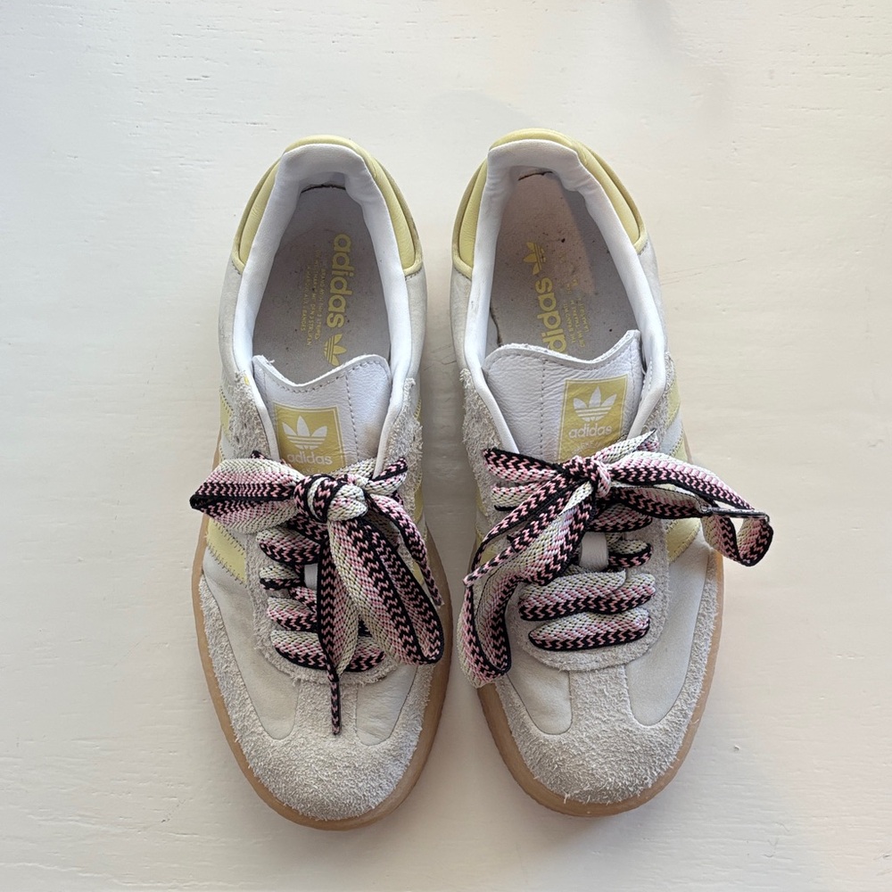 Adidas greyish blue  and Yellow Sneakers with Patterned Laces